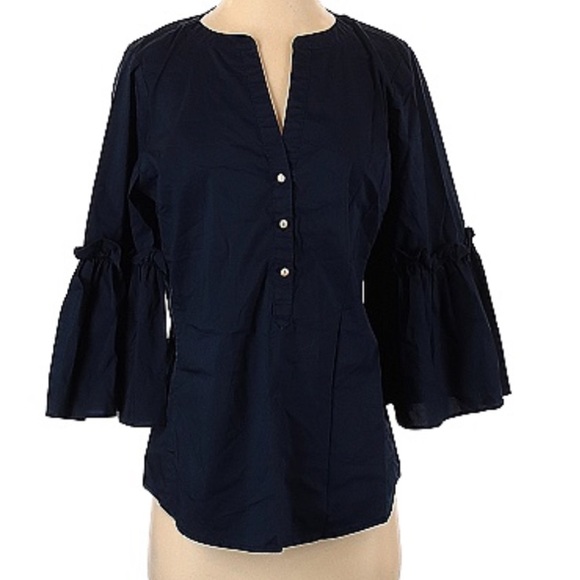 New York & Company Tops - 7th Avenue New York & Co Black Ruffled sleeve top size large
